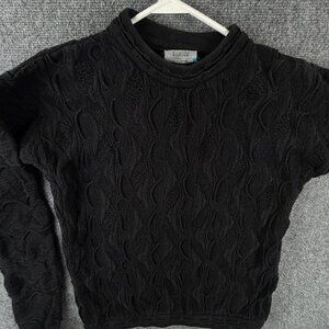 COOGI Australia Black 3D Textured Knit Sweater Pullover Cotton Small Ladies